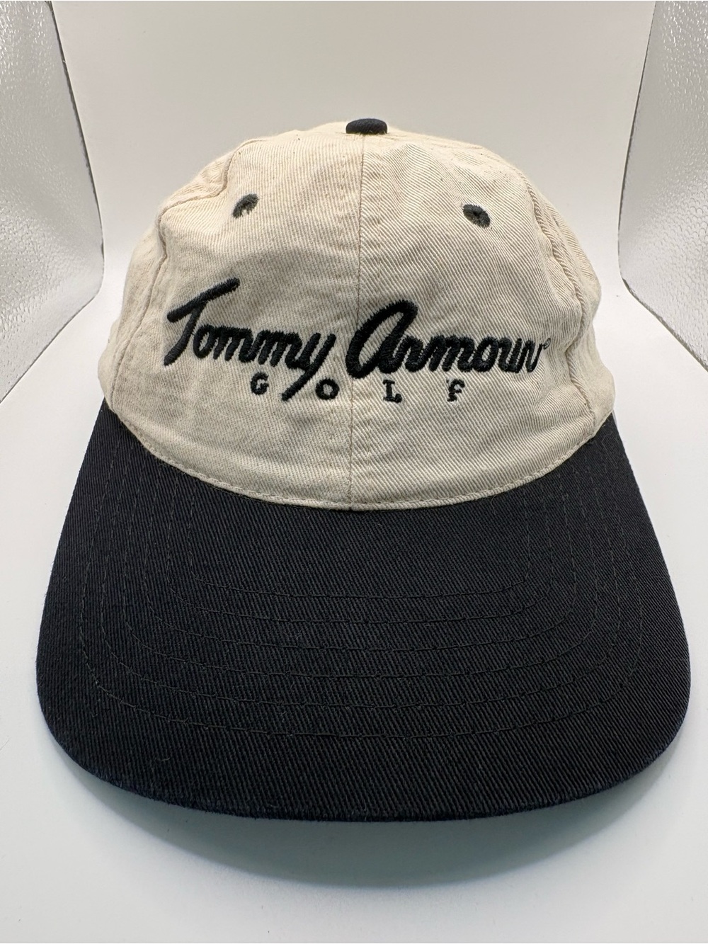 Vintage Tommy Armour Golf Tommy Gun KC Caps Strapback Hat Cream Black